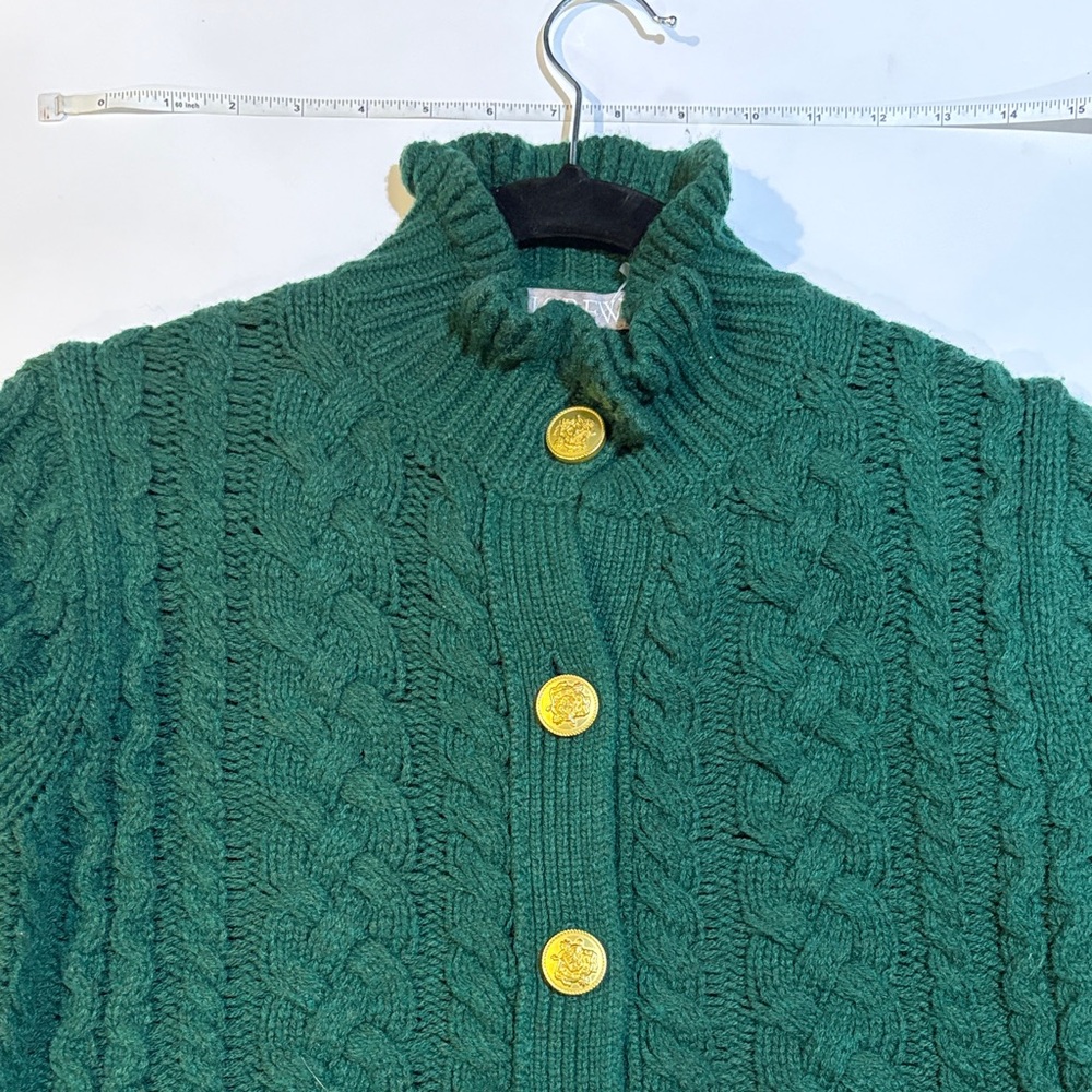 Like NEW J.Crew Green Cable Knit Cardigan Sweater - Picture 4 of 7